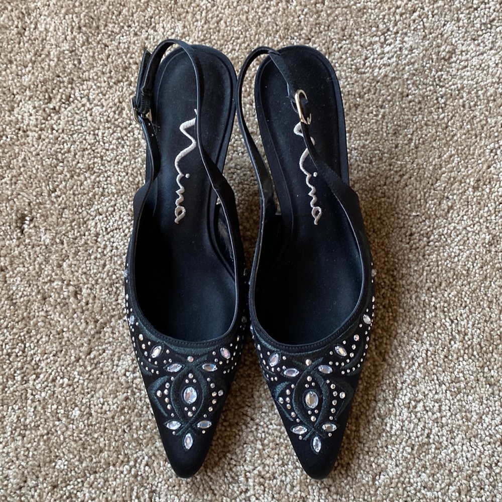 Nina Black Sequined Special Occasion Heels